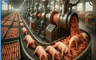 فرآوری خوک؛ شکم خوک قلمبه صورتی حروم رو سفره میکنن شکم و جیبشون قلمبه شه