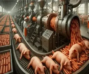 فرآوری خوک؛ شکم خوک قلمبه صورتی حروم رو سفره میکنن شکم و جیبشون قلمبه شه