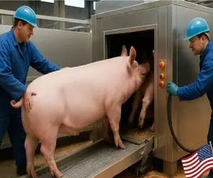 مستند فرآوری خوک / ماشین‌آلات غول پیکری که بی‌رحمانه خوک را پردازش می‌کنند