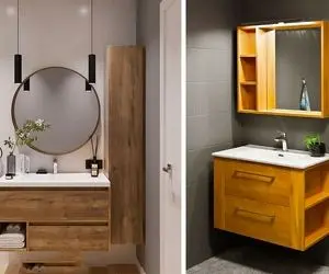 روشویی کابینتی سبکی فوق العاده کارآمد و زیبا / کشو دار و درب دار برای نگهداری لوازم