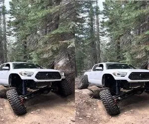 ماشین لوکس؛ آفرود با چرخ هیولایی آجدار که از چرم گاو نر ساخته شده بردن وسط جنگل