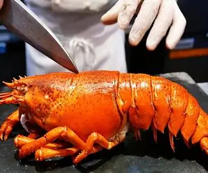 غذای چندش؛ خرچنگ دم دراز رو اسلایس و بیفتک میکنه با سس آلفردو سرو میکنه