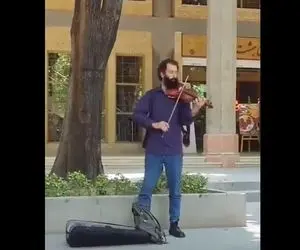 آواز خیابانی؛ ببینید آقای ریش بلند چه دلربا ویولن میزنه مردم عشق کردن!
