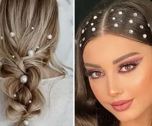 ایده های مدل مو با مروارید چسبی / تزیین و زیبایی موی بلند و کوتاه فقط با مروارید 