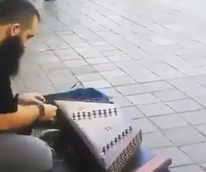 آواز خیابانی؛ ببینید این آقای ریشو و هنری چه سنتوری زد کف خیابون!