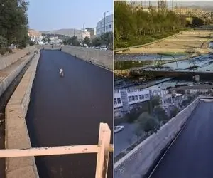ماجرای آسفالت رودخانه در الیگودرز؛ این رود خشک بود؟