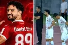 سوتی دانیال ایری بازیکن هزار میلیاردی پرسپولیس در دقیه 90 بازی با تراکتور
