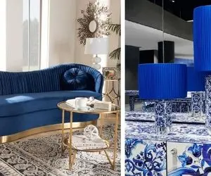 چیدمان شیک آبی درباری / خانه ای شگفت‌انگیز و رویایی با مبلمان ابهت دار و زیبا