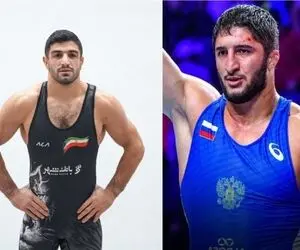 ساعت دقیق کشتی کامران قاسمپور و عبدالرشید سعداله‌یف قهرمانی جهان آلبانی