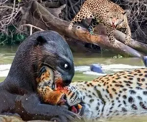 از جذابیت های حیات وحش؛ وقتی سمور سیاه که از پلنگ بزرگتره جمجمه جگوار رو خرد میکنه