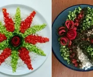 (ویدئو) تزئین آسون و خوشگل سالاد شیرازی؛ با خیار و گوجه یه سفره شیک داشته باش