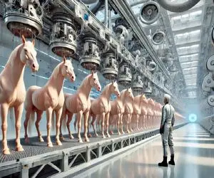 فرآوری اسب؛ پوست اسب درحال احتضار رو درسته کَند به چهار میخ کشید واسه کالباس