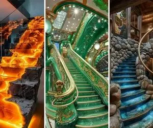 راه پله های رویایی که افراد پولدار در حد گلزار میتونن سراغشون برن؛ ایجاد عمارت شاهانه