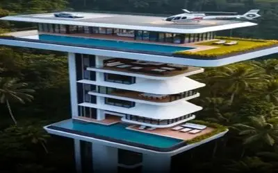 معماری خلاقانه؛ برج جنگلی ساختن با هلیکوپتر میرن رو سقفش آسانسور سوار میشن برن توش