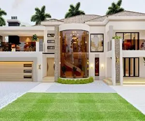 معماری خلاقانه؛ ویلا میلیاردی ساخته نقلی ولی اعیونی به رنگ سال استخر و جکوزیش تو حیاط