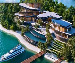 معماری خلاقانه؛ وسط جزیره ویلای اعیونی با جکوزی ساخته آبش از دریا تامین میشه