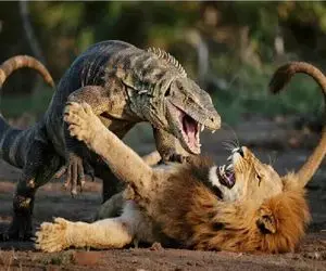 حیات وحش مصنوعی/ در یک نبرد نیش سمی کومودو سلطان جنگل را به زیر میکشد