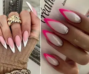 انواع طراحی فرنچ ناخن نوک تیز؛ مدل های شیک برای خانوم های ادایی مناسب سرکار و مهمانی