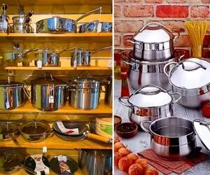 انواع سبک و مدل جذاب برای ظروف استیل آشپزخانه؛ براقیت خاص با طراحی جدید و کاربردی