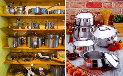 انواع سبک و مدل جذاب برای ظروف استیل آشپزخانه؛ براقیت خاص با طراحی جدید و کاربردی