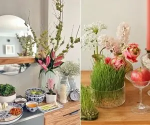 ایده های چیدمان هفت سین روی کنسول/ گوشه لاکچری و خاص واسه نوروز توی خونت درست کن