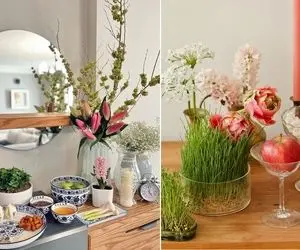 ایده های چیدمان هفت سین روی کنسول/ گوشه لاکچری و خاص واسه نوروز توی خونت درست کن