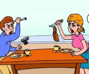 هوش تصویری؛ اگه فکر میکنی باهوش عالمی بگو بین زن و شوهری که دعوا شده کدومشون زودتر میمیره؟