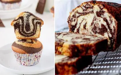 طرز تهیه کیک ماربل خوشمزه با پف زیاد / ساده ترین دستور برای پخت کیک مرمر