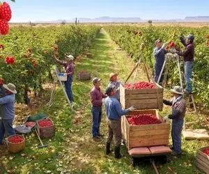 کشاورزی مدرن؛ تو بیابان تمشک کاشتن با مراقب محصول برداشت کردن اندازه خوشه انگور