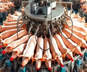 فرآوری خوک؛ خوک صورتی قلمبه تو لجنزار پروار شد به صلابه میکشه اسلایسی میفروشه