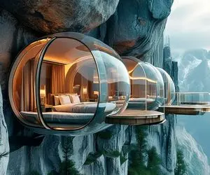 معماری خلاقانه؛ رو صخره تو ارتفاع 20000 پایی خونه اعیونی ولی نقلی شیشه ای ساختن