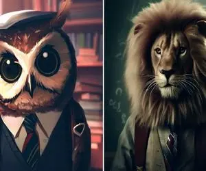 عجیب ترین مدرسه جهان از دید هوش مصنوعی؛ مثل کارتون ها پاندا و کوالا سر کلاس درس !