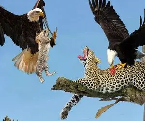 شاهکار حیات وحش؛ عقاب بدسگال شکم پلنگی که جوجه شو خورد سوراخ کرد نوزادش قاپید