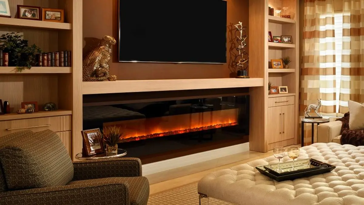 stunning-70-inch-fireplace-tv-stand-living-room-diy-with-padded-coffee-table-and-curtains-and-high-cabinet-and-chair-and-sofa-and-cushions-and-books