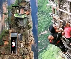 معماری خلاقانه؛ تو ارتفاع 10000پایی صخره رو شکافتن خونه ساختن 1000 تا پله میخوره