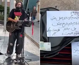 آواز خیابانی؛ عجیب ترین نوازنده بااستایلی متفاوت فقط اون چیه تو گردن و دهنش!