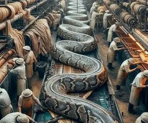 فرآوری مار؛ پیتون غول 6 متری رو با صدای نی جمع کرد پوست و گوشتش جدا کرد برا پیتزا