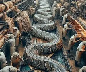 فرآوری مار؛ پیتون غول 6 متری رو با صدای نی جمع کرد پوست و گوشتش جدا کرد برا پیتزا