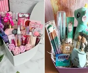 باکس هدیه ی لوازم آرایش برا روز دختر؛ ایده های تزیین سانتال مانتال پک واسه دخترای خاص