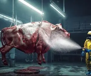 فرآوری گاو؛ گاو رو با کلی ماساژ و ناز پروار و بعد با کلی پردازش استیک می کنن