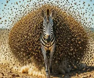 مستند حیات وحش؛ خر راه راه با دیدن حمله پلنگ مگسی شد زیر سم له و لورده اش کرد