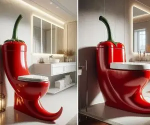 چیدمان دستشویی برای ایجاد تمایز با توالت فرنگی فلفل قرمز/ طراحی داغ برای دستشویی های مدرن