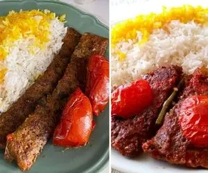 طرز تهیه کته عطری و کباب تابه ای / موقع خوردن این غذا مراقب انگشتاتون باشید