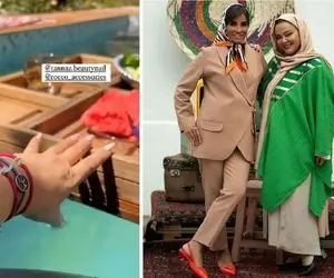 ژست شاخدار بهاره رهنما با درخت و تیپ بلک؛ خانوم حلقش گُندس و چند صد میلیونی!