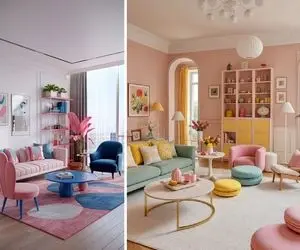 جای کرم قهوه ای با مبل صورتی خونتو دیزاین کن؛ بیا بگم چه فرش و پرده ای بهش مییاد