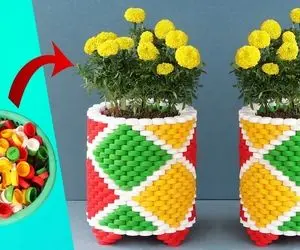 ایده های خلاقانه؛ در بطری های پلاستیکی دوغ رو دور ننداز این گلدون خوشگلو باهاش بساز