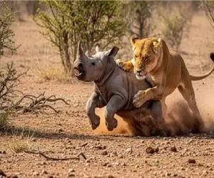 مستند حیات وحش؛ شیر شریر مثل رعد زد به جون بچه گردن چپاول کرد