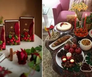 قشنگترین ایده های تزیین سفره شب یلدا برای عروس یا جمع خانوادگی؛ دکور شب چله با حافظ
