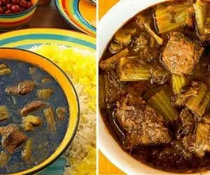 طرز تهیه پلو و خورشت کرفس با گوشت / رازهای لعاب دار شدنش رو گفتم از دستش نده