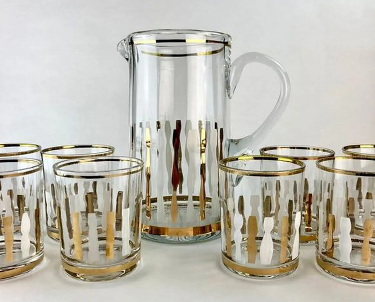 پارچ و لیوان لب طلا